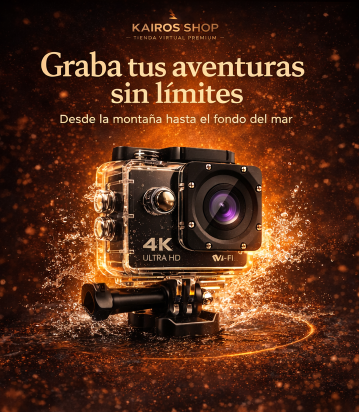 Cámara deportiva  4k con control remoto y conexión a wifi
